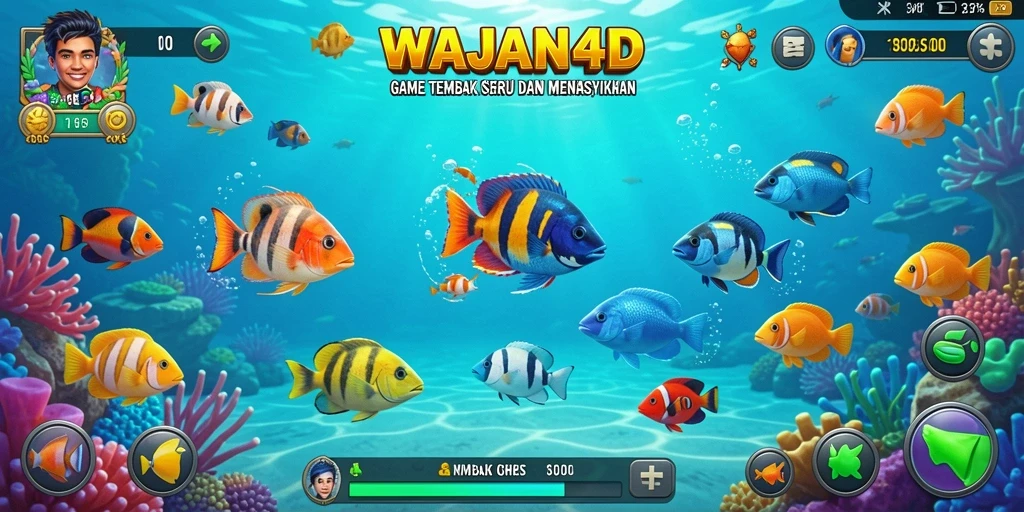 Tampilan gameplay WAJAN4D yang seru dalam menembak ikan.